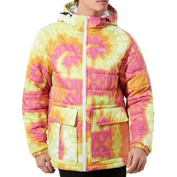 Vans Other - VANS Men's Size M VN0A457SBZX LAKEMONT MTE JACKET Hooded Zip YELLOW Pink TIE DYE